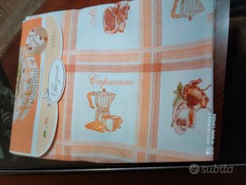 tovaglia da 6 rettangolare bianca/arancio 