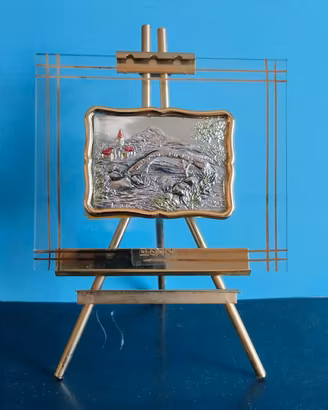 Mini Quadro placcato Ag, BOAN Anni 90 + Cavalletto