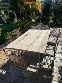 Tavolo e sedie da giardino in ferro e legno Giardino e Fai da te