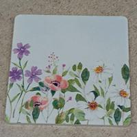 Set di 6 Sottobicchieri in Legno Fiori