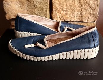Scarpe in pelle con comodo tacco a zeppa ,40