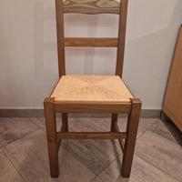 4 sedie legno massello in paglia