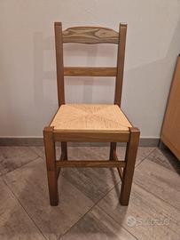 4 sedie legno massello in paglia