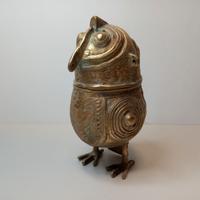 Gufo Dhokra Indiano Bronzo Cera Persa