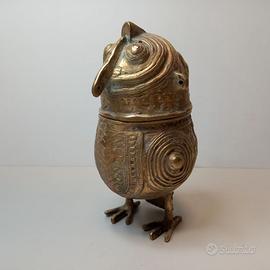 Gufo Dhokra Indiano Bronzo Cera Persa