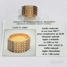 Anello oro rosa 18KT brillanti 0.60 (C)