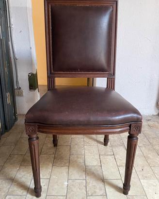 Sedia quadrata in pelle in stile francese