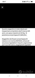 Seggiolino bicicletta bambino