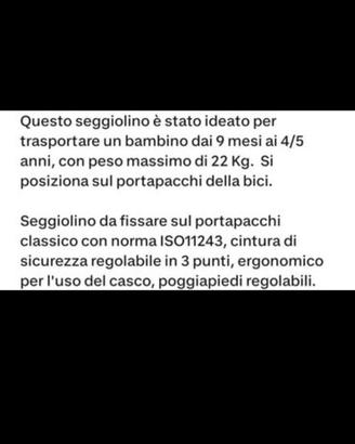 Seggiolino bicicletta bambino