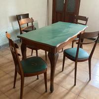 TAVOLO+4 SEDIE vintage- LEGNO MASSELLO+FORMICA
