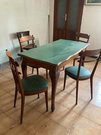 TAVOLO+4 SEDIE vintage- LEGNO MASSELLO+FORMICA