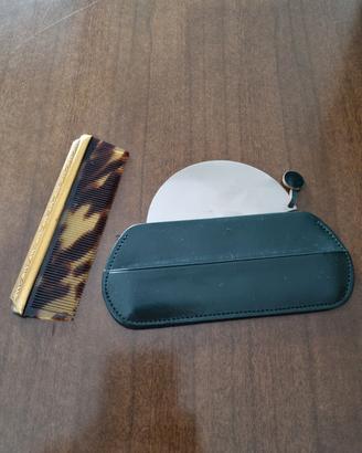 Set pettine/specchio vintage da borsa 