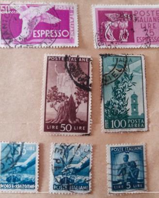 7 francobolli anni 40/50 italiani 