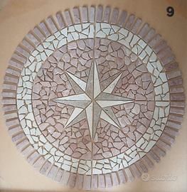 mosaico rosone in marmo anticato rosa dei venti 