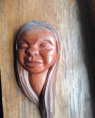Scultura Vintage Legno Firmata J. Pinal Messico -