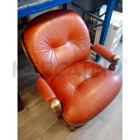 POLTRONA RUSTICA LEGNO PELLE MARRONE
