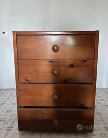 cassettiera in legno a 4 cassetti