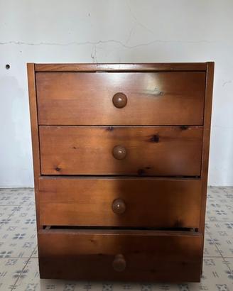 cassettiera in legno a 4 cassetti