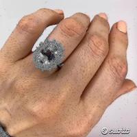 ANELLO ORO 18kt DIAMANTI ED ACQUAMARINA ct. 3,81