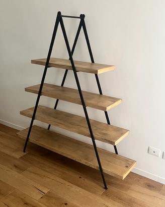 Libreria piramide in legno e metallo