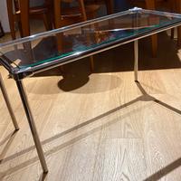 Tavolo design anni 70 acciaio inox e vetro