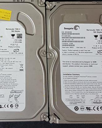 Hard disk SATA 160,250,500GB uguali tra loro