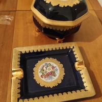 💎 Set porcellana vintage blu e oro con decoro flo