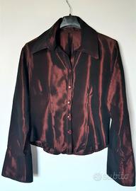 Camicia in lycra/raso effetto lucido bordeau