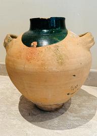 Anfora in terracotta smaltata con doppio manico