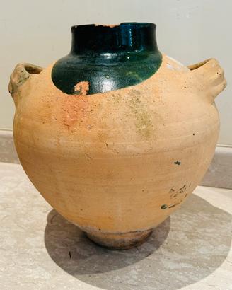 Anfora in terracotta smaltata con doppio manico