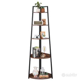 Libreria Angolare a 5 Ripiani Scaffale ad Angolo