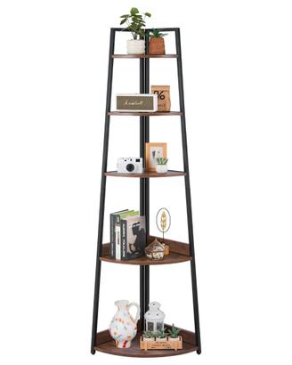 Libreria Angolare a 5 Ripiani Scaffale ad Angolo