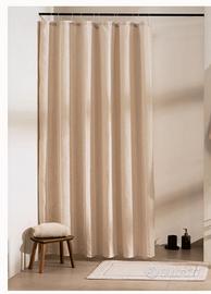 Tenda da doccia boho natural con asta e ganci