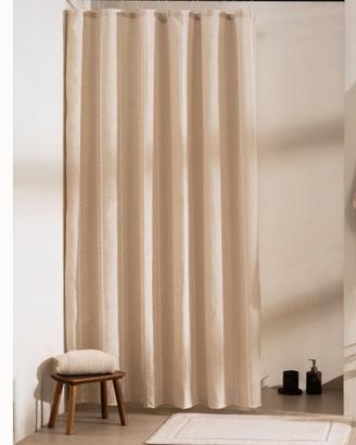 Tenda da doccia boho natural con asta e ganci