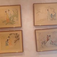  quattro dipinti su seta in stile  cinese