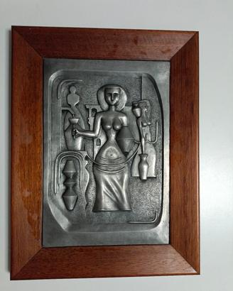 Rilievo in Peltro Antico Stile Egizio - Dea