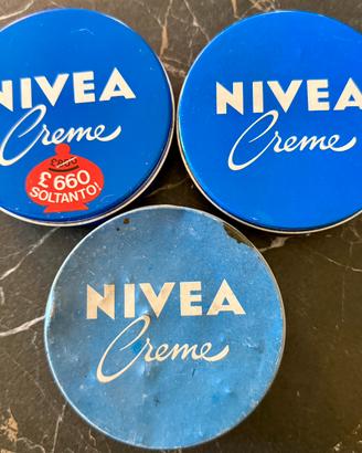 Lotto 3 barattoli NIVEA latta Creme Vintage vuote