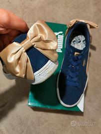 Puma suede bow varsity blu con fiocco dorato 38 Abbigliamento