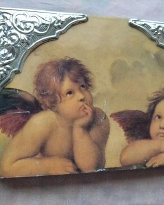 Quadretto in legno con angoli argento vintage