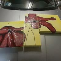 Quadro moderno tre pezzi fiore