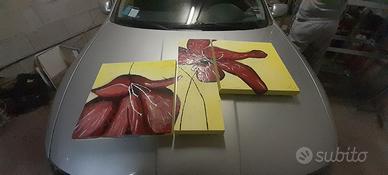 Quadro moderno tre pezzi fiore