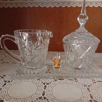 set in cristallo vassoietto, tazza e zuccheriera