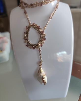 collana all' uncinetto, collana