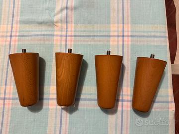 4 piedini per letto o divano in legno 12cm