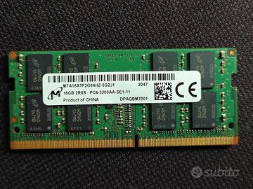16Gb (1x16Gb) Micron DDR4 Sodimm 3200Mhz