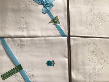 Lenzuolo puro lino ricamo a mano sfilato siciliano