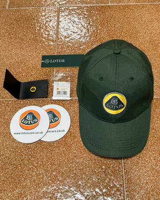Lotus originali: cappello, spilla, sottobicchieri