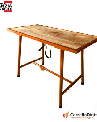 Tavolo lavoro pieghevole legno e acciaio Arancio