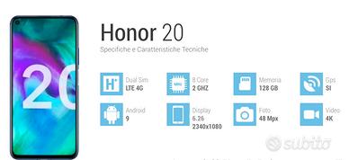 Honor 20 6gb ram 128gb midnight black