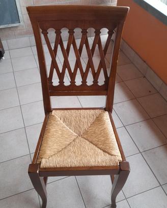 Nr 6 sedie in legno noce,  con seduta in paglietta